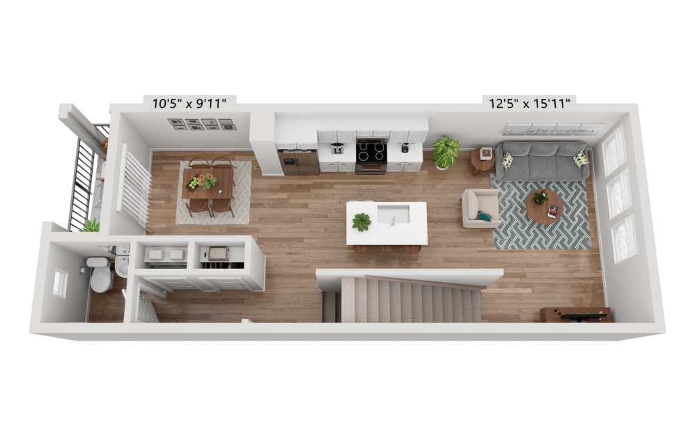 Perch - 3 bedroom floorplan layout with 3.5 bathrooms and 1480 - 1500 square feet (Floor 2
)