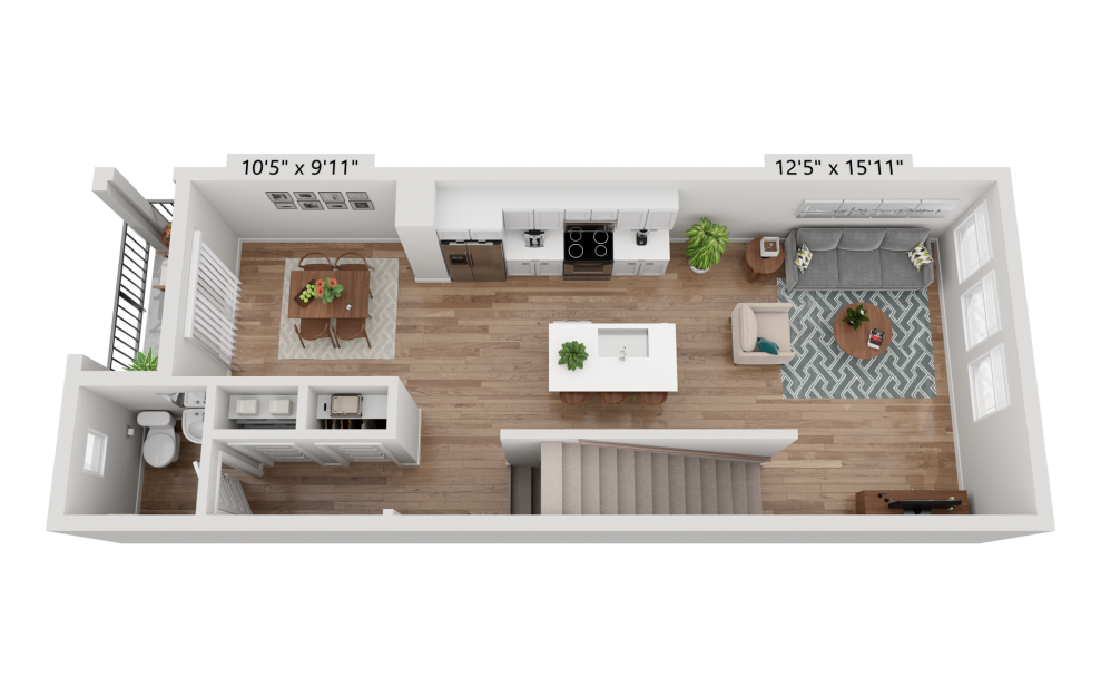 Perch - 3 bedroom floorplan layout with 3.5 baths and 1480 to 1500 square feet. (Floor 2)